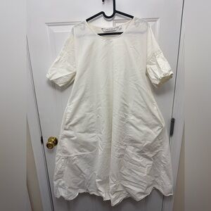 Uniqlo Lemaire White A Line Trapeze Knee Length Dress Size S Minimalist Neutral